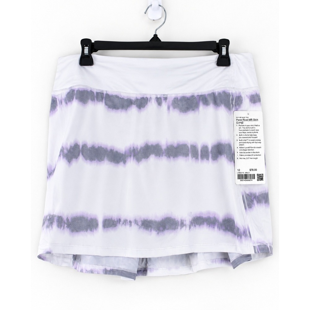 Lululemon Pace Rival Mid Rise Skirt Long 12 Wavy Multi Tie